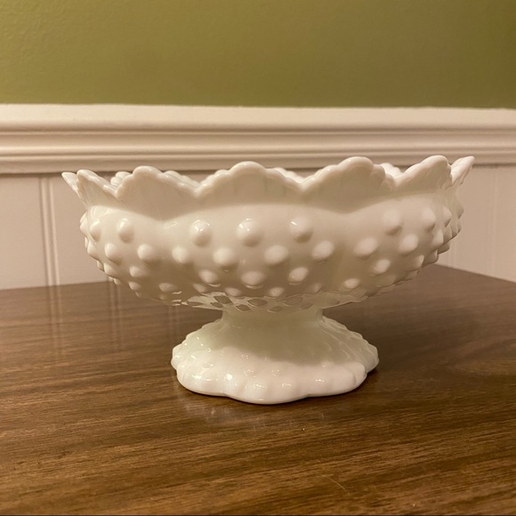 Fenton Accents Vintage Fenton White Hobnail Milk Glass Candle